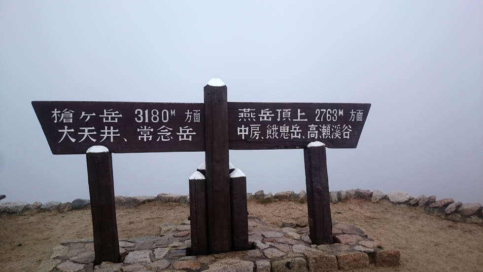 燕山荘の標識